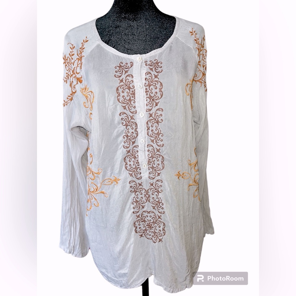 Johnny Was Embroidered Tunic Blouse